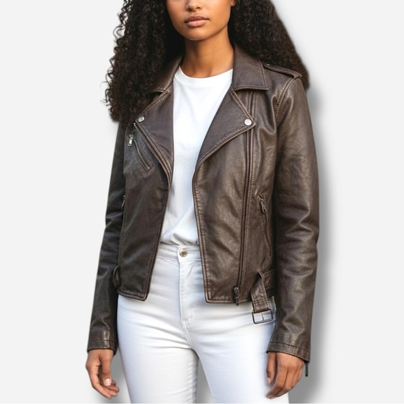Max Studio Jackets & Blazers - 🌸New🌸 Max Studio Faux Leather Moto Jacket Sz L